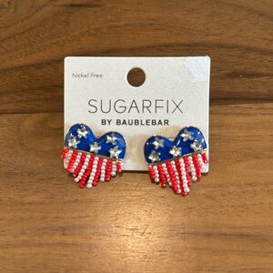 Sugarfix by baublebar heart beaded patriotic 4th fourth July earrings NEW